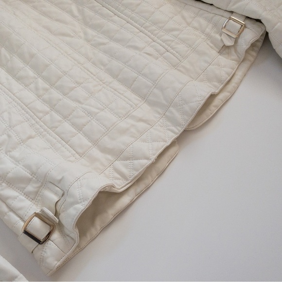 𝅺Forever 21 White Vegan Faux Leather Moto Jacket Coat Checker Print Size L NWOT - Picture 11 of 14